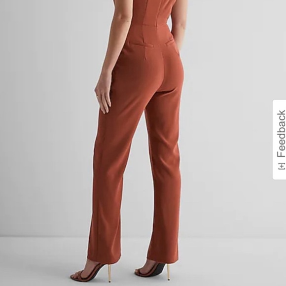 Express Terracotta Sleeveless Blazer Jumpsuit - Picture 2 of 6